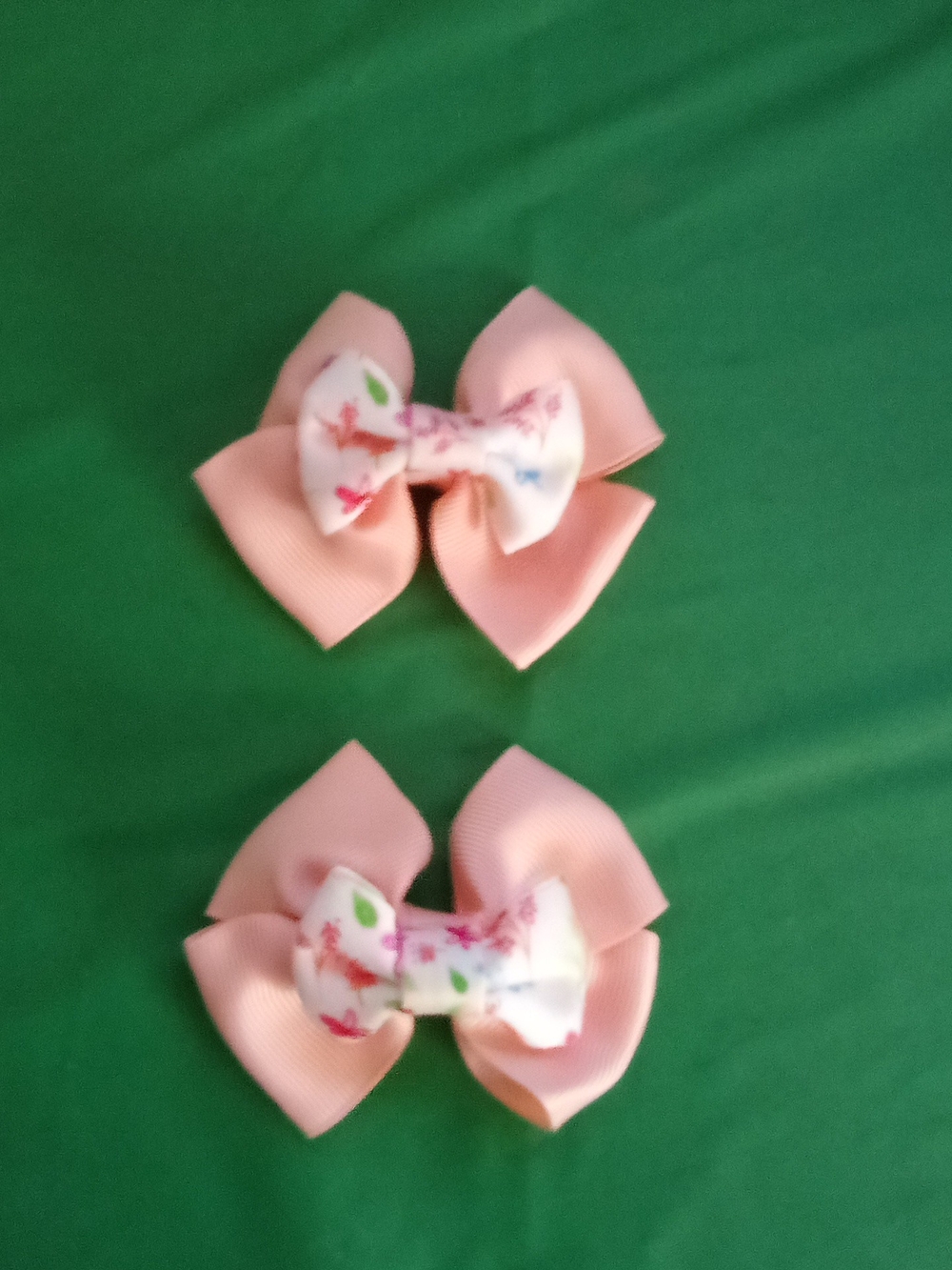 Kids Pink Floral Double-Layer Hair Bows ( Home )